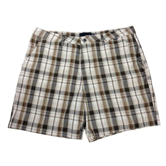 Hurley Shorts Mens 38 Casual Flat Front Brown Check - Picture 1 of 6